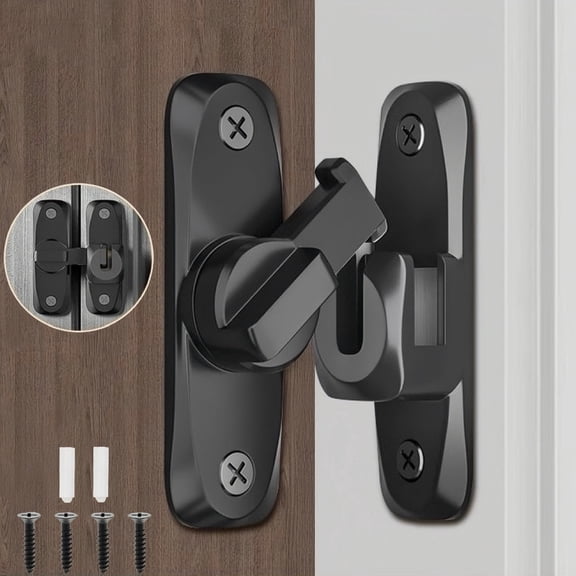 Heavy Duty 90/180 Degree Flip Barn Door Latch, Anti-Pry Stainless Steel Safety Gate Latch, Waterproof Door Lock for Bathroom Bedroom Garage Garden Fence Pet Gate, Easy Install with Screws