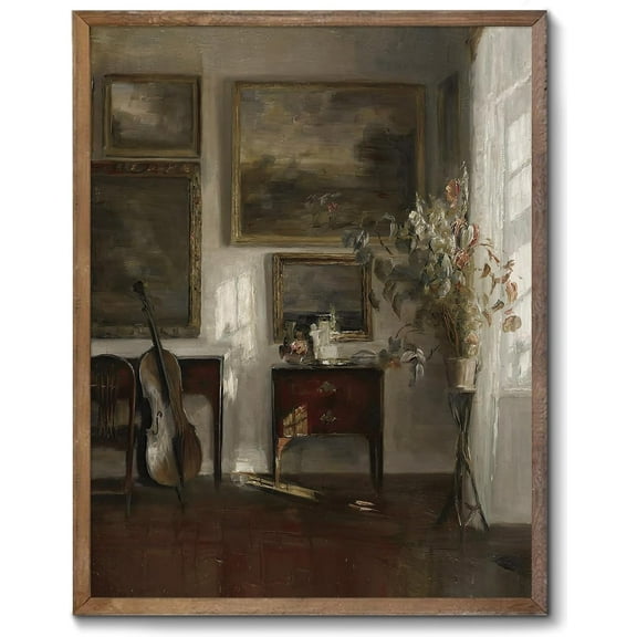 Vintage Canvas Wall Art Home Decor Interior With a Cello Vintage Wall Art Decor for Living Room Home Decor Canvas Bedroom Decor (8"x10") - Unframed
