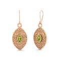 thumbnail image 2 of 5x3mm Oval Peridot 925 Sterling Silver Rose Vermeil Teardrop Filigree Women Valentines Day Gifts Engagement Earrings, 2 of 4