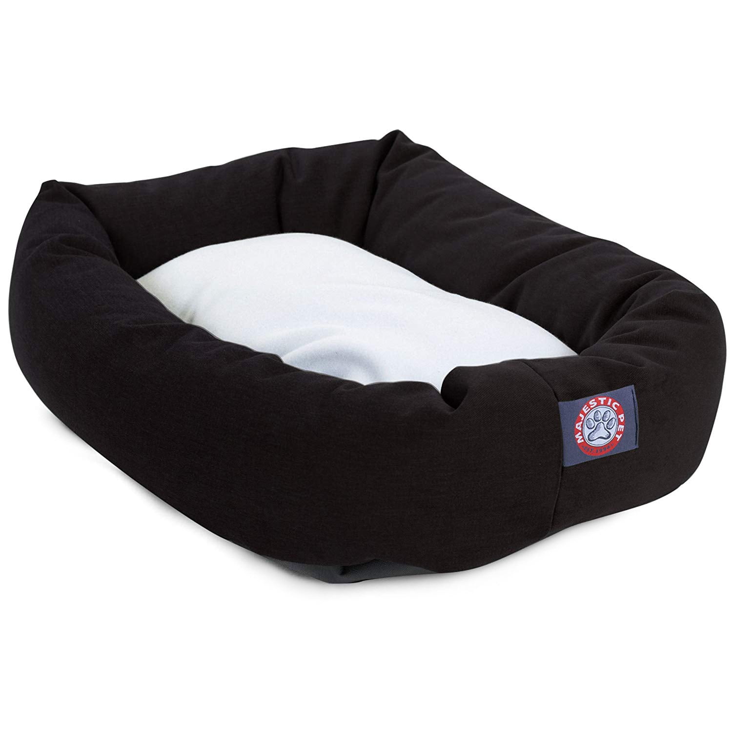 Majestic Pet Sherpa Poly/Cotton Bagel Pet Bed for Dogs, Calming Dog Bed Washable, Extra Large, Black