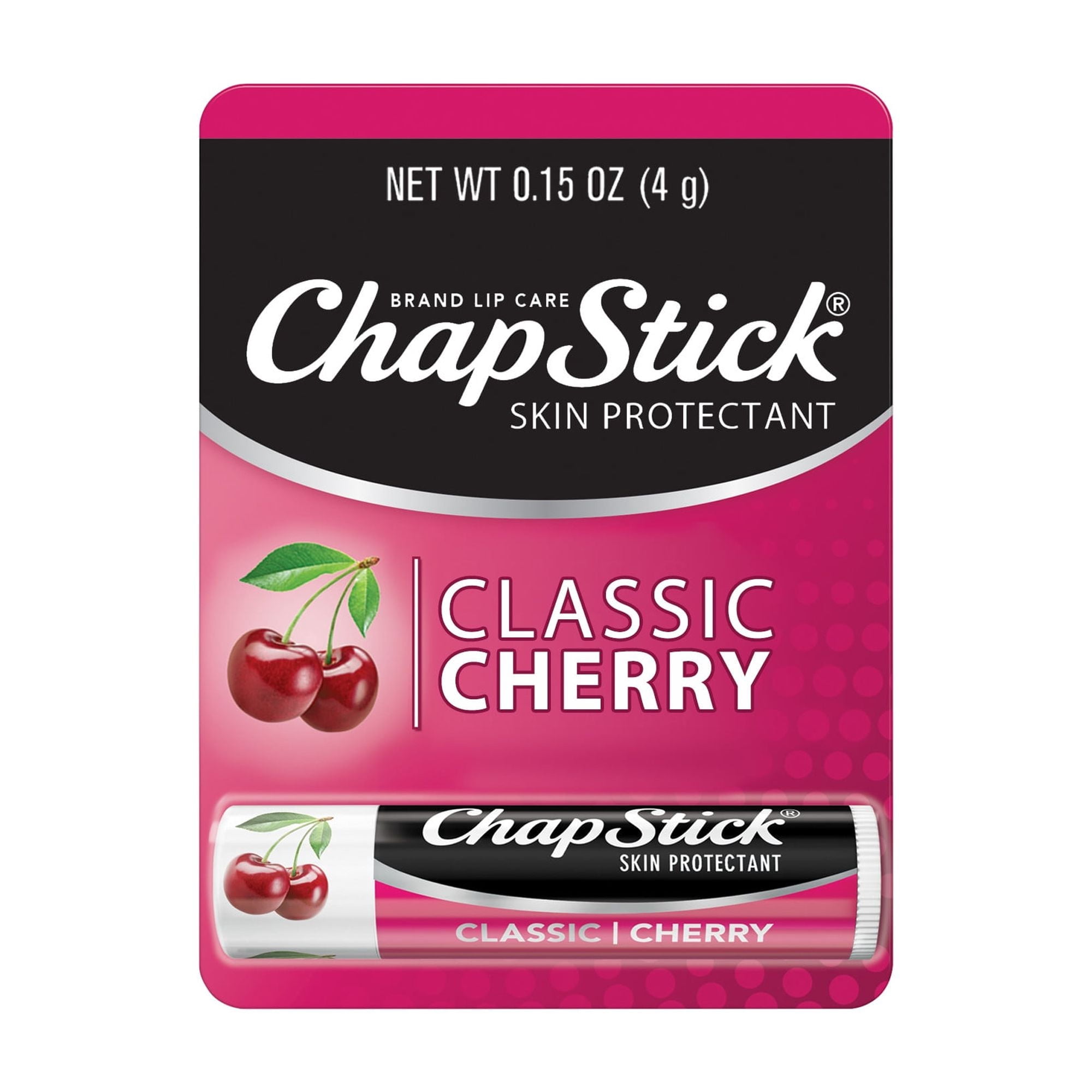 (4 pack) ChapStick Classic Moisturizer and Skin Protectant Cherry Lip Balm, 0.15 oz
