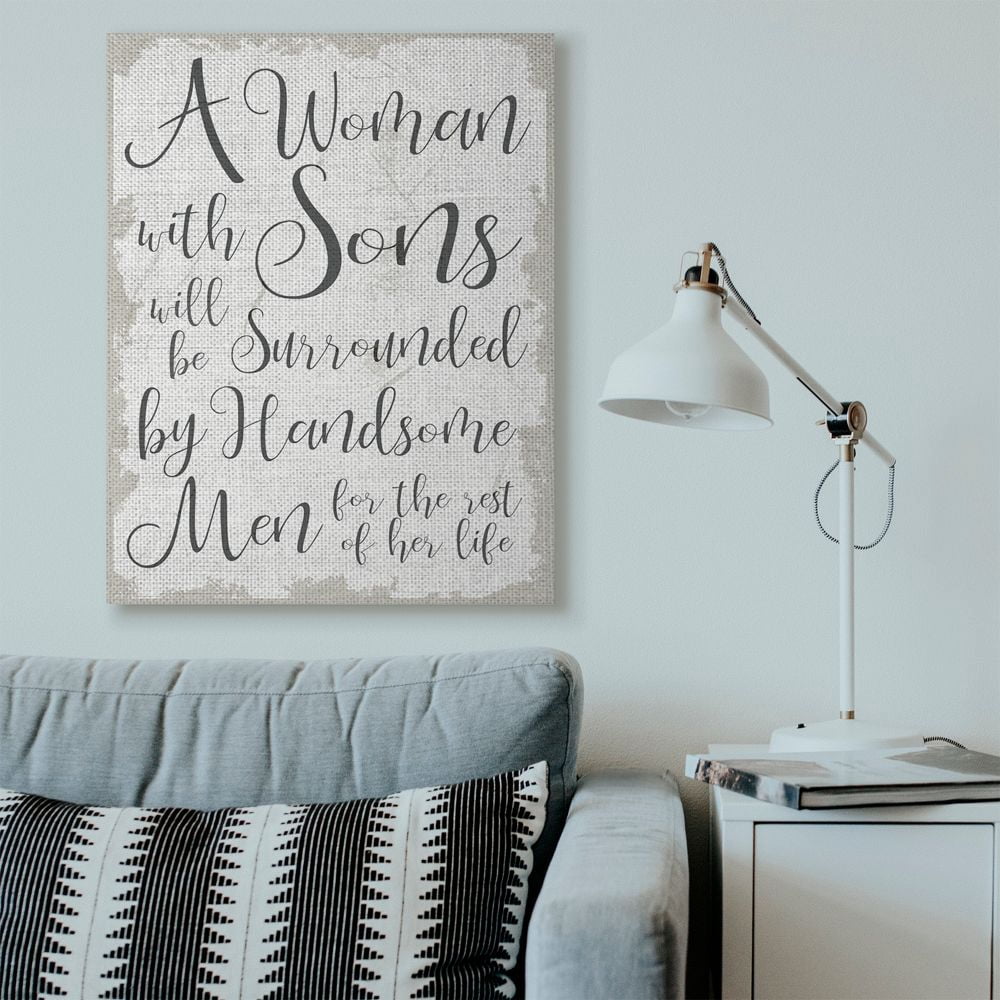 Stupell Industries Handsome Sons Home Family Inspirational Word Textured Design Super Canvas Wall Art by Daphne Polselli