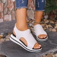 thumbnail image 2 of Kcodviy Ladies Summer Solid Color Sandals Womens Breathable Mesh Open Toe Platform Sandals Women Chunky Heel Lightweight Flat Sandals, 2 of 7