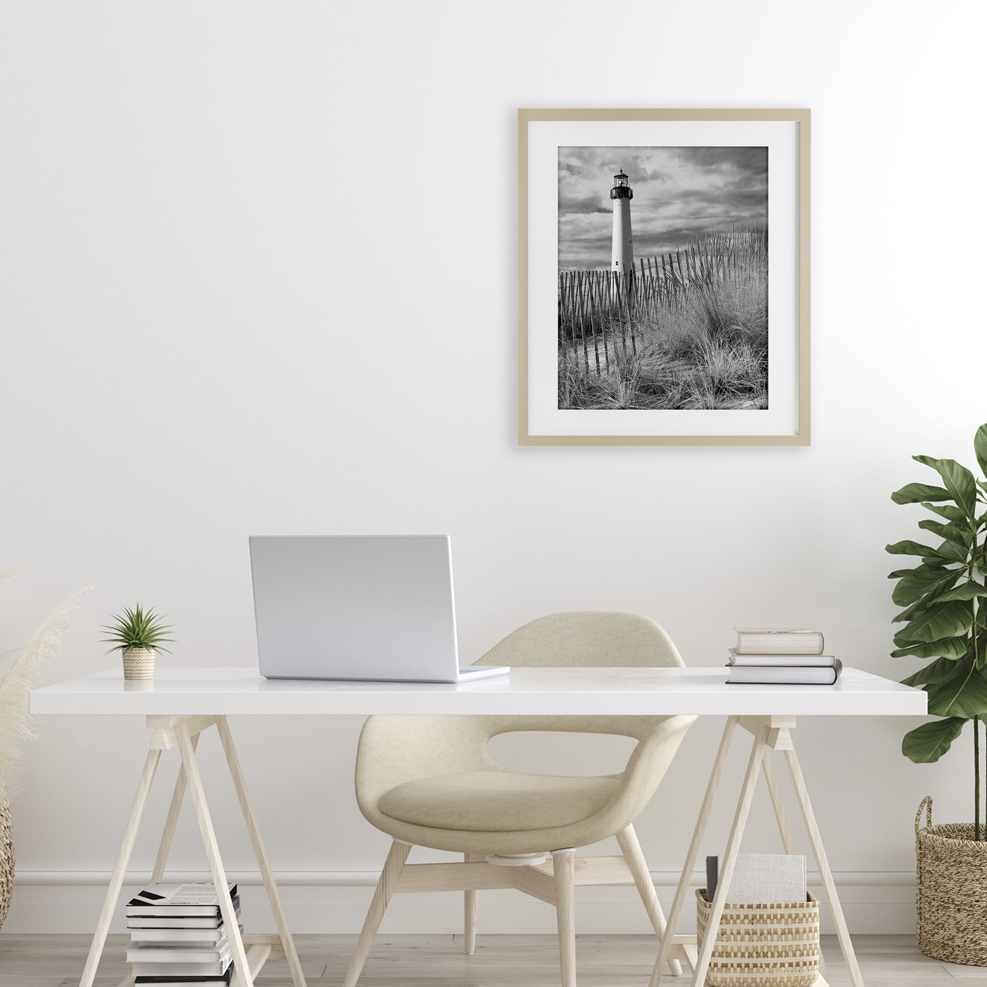 Stupell Industries Cape May Lighthouse View Birch Framed Print Under Glass, design by MJ Photography