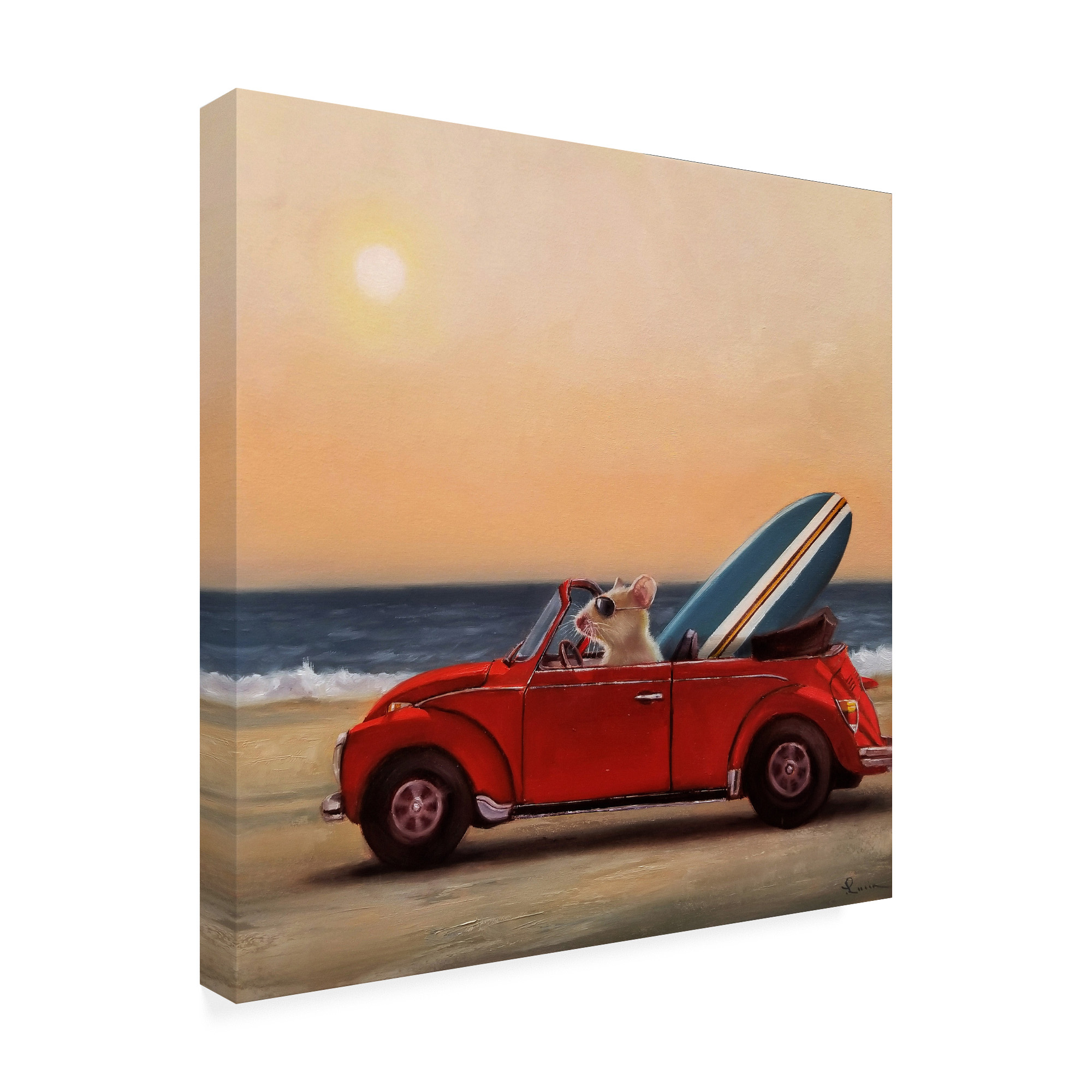 Trademark Fine Art 'Beach Bound Mouse' Canvas Art by Lucia Hefferna