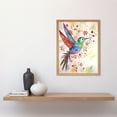 thumbnail image 2 of Hummingbird With Flower Patterns Folk Art Watercolour Painting Art Print Framed Poster Wall Decor 12x16 inch, 2 of 5
