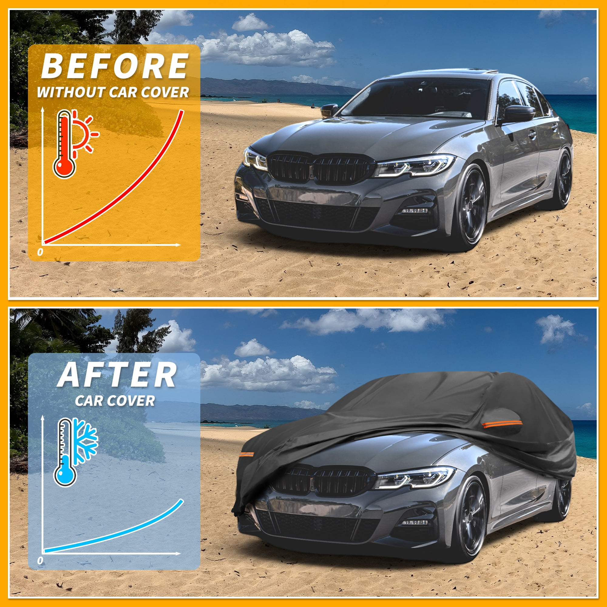 Unique Bargains Waterproof Car Cover for BMW 3 Series 2016-2025 210D-PU Black