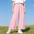 thumbnail image 5 of Antinious Children Girls Solid Elastic Waist Multi Outer Pockets Ruffle Versatile Full Length Pants, 5 of 5