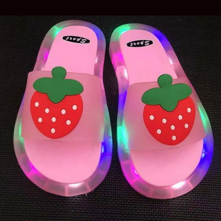 

Mishuowoti Toddler Kids Boys Girls Stylish Cartoon Light Indoor Outdoor Non-Slip Slippers Shower Slipper 2-5Y