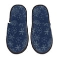 thumbnail image 1 of Gaeub Chaussons Flocon de Neige Imprimé Bleu Foncé pour Femmes, Chaussons d'Intérieur Doux et Confortables Antidérapants, Chaussons d'Hiver - Grand, 1 of 8