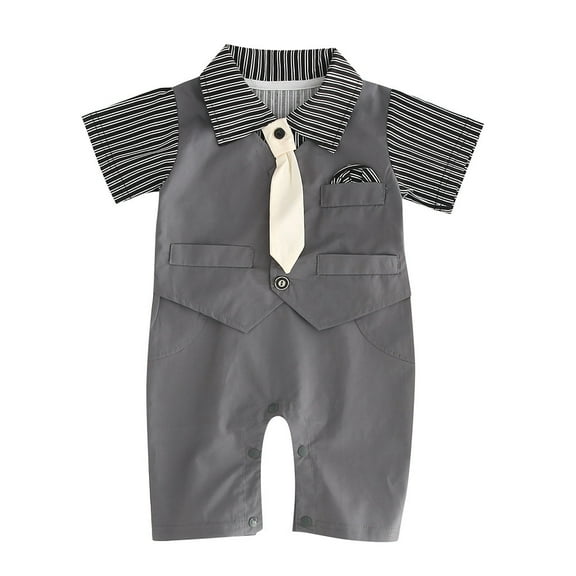 Fjofpr Baby Girl Clothes 12 Months Newborn Baby Boy Kid Striped Tie Short Sleeves Romper Jumpsuit Clothes
