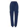 thumbnail image 5 of Staron Women's Sweatpants Casual Tapered Pants High-Waisted Elastic Lace-Up Zipper Pocket Comfy Relaxed Lounge Pants, Navy L, 5 of 5