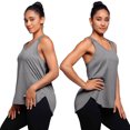 thumbnail image 5 of MRULIC tank top for women Women Workout Tops Mesh Racerback Yoga Tank Shirts Gym Running Tops Womens tank tops Grey + L, 5 of 7
