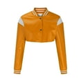 thumbnail image 7 of HTNBO Women's Bomber Jackets Leather Button Casual Cropped Baseball Jacket Fashion Motorcycle Jacket Short Varsity Outwear, 7 of 7