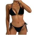 thumbnail image 2 of Wancir Women's Bikini Sets Fashion Women Solid Color Frenum Split Type Casual Sexy Backless Split Beach Bikinis Set Swimsuit, 2 of 9