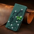 thumbnail image 5 of Allytech Galaxy A12 5G Case, Bling Diamond Butterfly Embossed Wallet Flip PU Leather Shockproof Magnetic Closure Card Slots Stand Case with Hand Strap for Samsung Galaxy A12 5G (6.5 inch), Green, 5 of 5