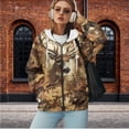 thumbnail image 2 of Uorisanigo Hunting Deer Camo Forest Womens Zip Up Hoodies Slight Stretch Drop Shoulder Oversized Long Sleeve Zip Hoodies Size 3XL Loose Comfortable Fall Fashion Sweatshirt, 2 of 7