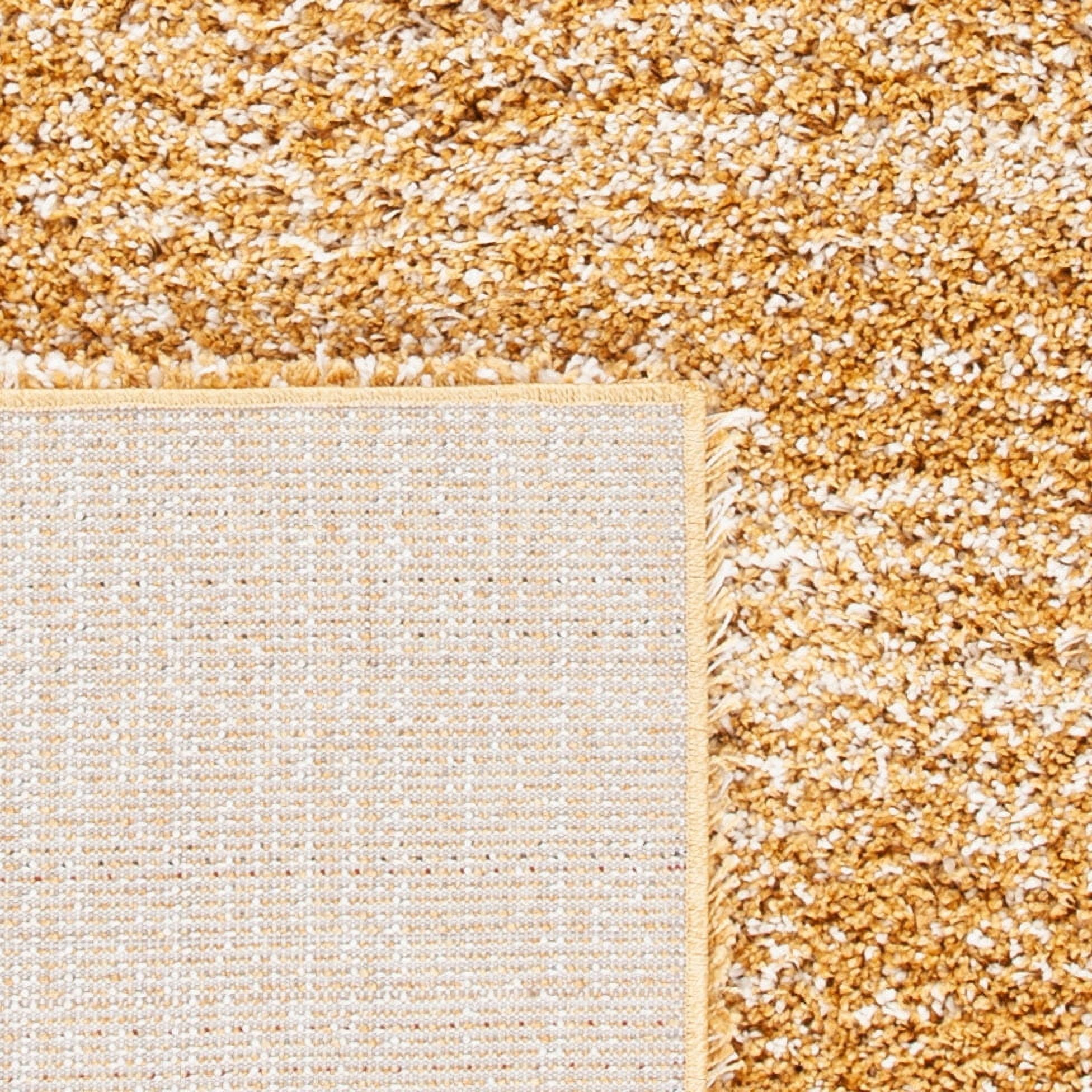 SAFAVIEH Hudson Shag Jaden Striped Runner Rug, Gold/Ivory, 2'3" x 8'