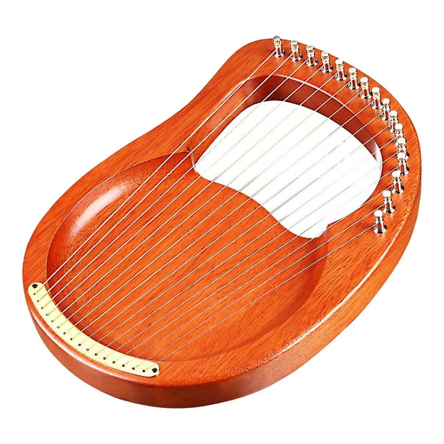 Walter.t Mahogany Lyre Harp with 16 Steel Strings, Portable Bag, Tuning Tools, Cleaning Cloth, and Extra Strings Included