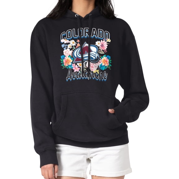 Women's G-III 4Her by Carl Banks Black Colorado Avalanche Flower Logo Pullover Hoodie