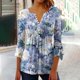 thumbnail image 4 of Camisetas de Cuello en V Mujeres, Impreso 3/4 Manga Blusa Casual Hecha de Cómodo Estante de Imitación para Toda la Temporada de Uso Diario, Camisetas Casuales de Mujer, 4 of 5