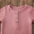 thumbnail image 4 of Gupgi 0-6Y Baby Shorts Set Solid Color Style Round Neck Short Sleeve Button Closure Top Suit, 4 of 8