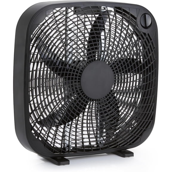 3 Speed Box Fan, Indoor Electric Fan for Home Cooling, 5 Blades, Lightweight Design, 67 Watts, 20-Inch, Black, 6.8"D x 20.86"W x 21.33"H