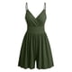 thumbnail image 2 of Karight Summer Casual Sleeveless Romper for Womens Trendy Ribbed Knit V Neck Short Jumpsuit Wide Leg Overalls with Pocket, 2 of 6