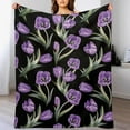 thumbnail image 5 of Purple Tulip Blanket Flower Gifts for Girls Women Tulip Floral Throw Blanket for Kids Adults Soft Warm Cozy Fleece Blanket for Couch Sofa 50"x60", 5 of 6