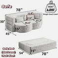 thumbnail image 2 of 78" Convertible Folding Sofa Bed, Queen Sleeper Sofa with Pillow, Modern Teddy Fabric Floor & Futon Loveseat Couch, Foam Folding Mattress Sleeper for Living Room, Guest Use, Office, Apartment, Pink, 2 of 9