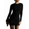 thumbnail image 3 of Women'S Autumn Long Sleeve Knit Fashion Basic Slim Fit Party Cocktail Evening Bodycon Short Dress Black M, 3 of 9