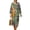 Gray and Green - Polynesian Plumeria, variant on DISNIMO Aztec Tribal Print Womens Casual Maxi Dresses Linen Style Loose Fit Dress V Neck 3/4 Sleeve Shift Dress Fashion Long Dresses for Women, S