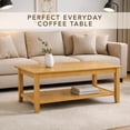 thumbnail image 4 of Kawind Home Solid Wood Coffee Table, Light Walnut Finish, Classic Living Room Centerpiece, 4 of 7