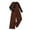 Brown, variant on Tiijoy Big Girls Outfits Long Sleeve Ribbed Top Vest Wide Leg Pants 3Pcs Set, Sizes 7-8