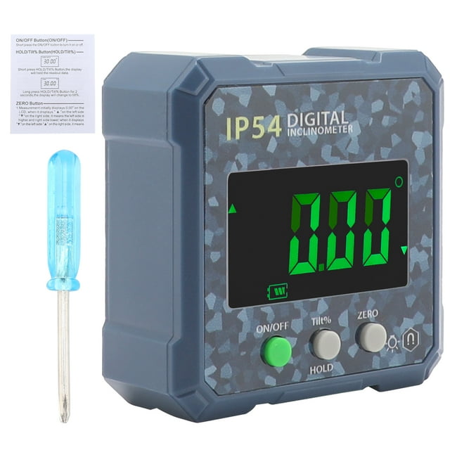 Mistaha Mini Digital Inclinometer Box with Magnetic Angle Measurement, High Precision, Multi-functional, Camo Blue - LCD Backlight Display - 4*90° Range - 0.05° Resolution - ±0.2° Accuracy