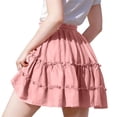thumbnail image 6 of CBASIHI Girls Ruffle Tiered Cotton Skirt​s- Elastic Drawstring Waist Summer Casual Flowy A-Line Kids Pleatd Mini Skirts Pink Size 5-16 Years, 6 of 7