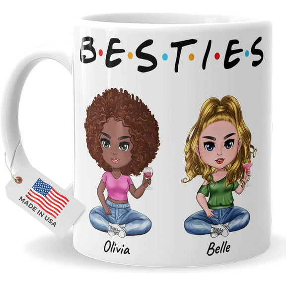 Custom Besties Mug, Personalized Tea & Coffee Cup, Unique Gift for Best Friends, Soul Sisters, or Friendship Day