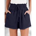 thumbnail image 4 of Women Summer Casual Wide Leg Loose High Waist Drawstring Dressy Shorts 2026 Beach Vacation Clothes Navy Blue XXL, 4 of 10