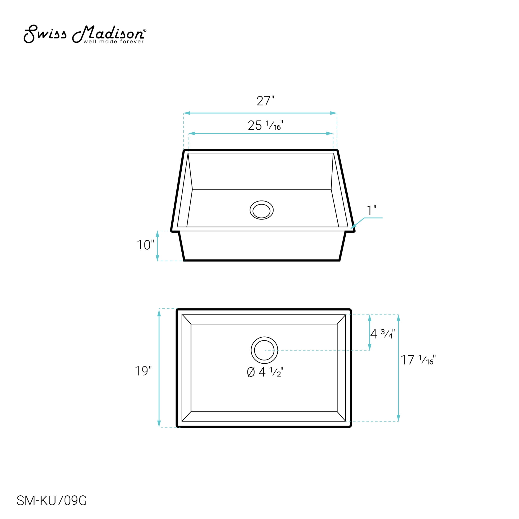 Tourner 27 x 19 Stainless Steel, Single Basin, Undermount Kitchen Sink in Gold