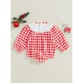 thumbnail image 4 of ZINTAOZT Toddler Baby Girl Christmas Plaid Smocked Romper Long Sleeve Embroidery Bubble Jumpsuit Bodysuit Xmas Clothes, 4 of 8