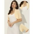 thumbnail image 2 of DARING DIVA Women's Ruched Short Sleeve Shrugs Bolero Cropped Cardigan S Apricot, 2 of 6