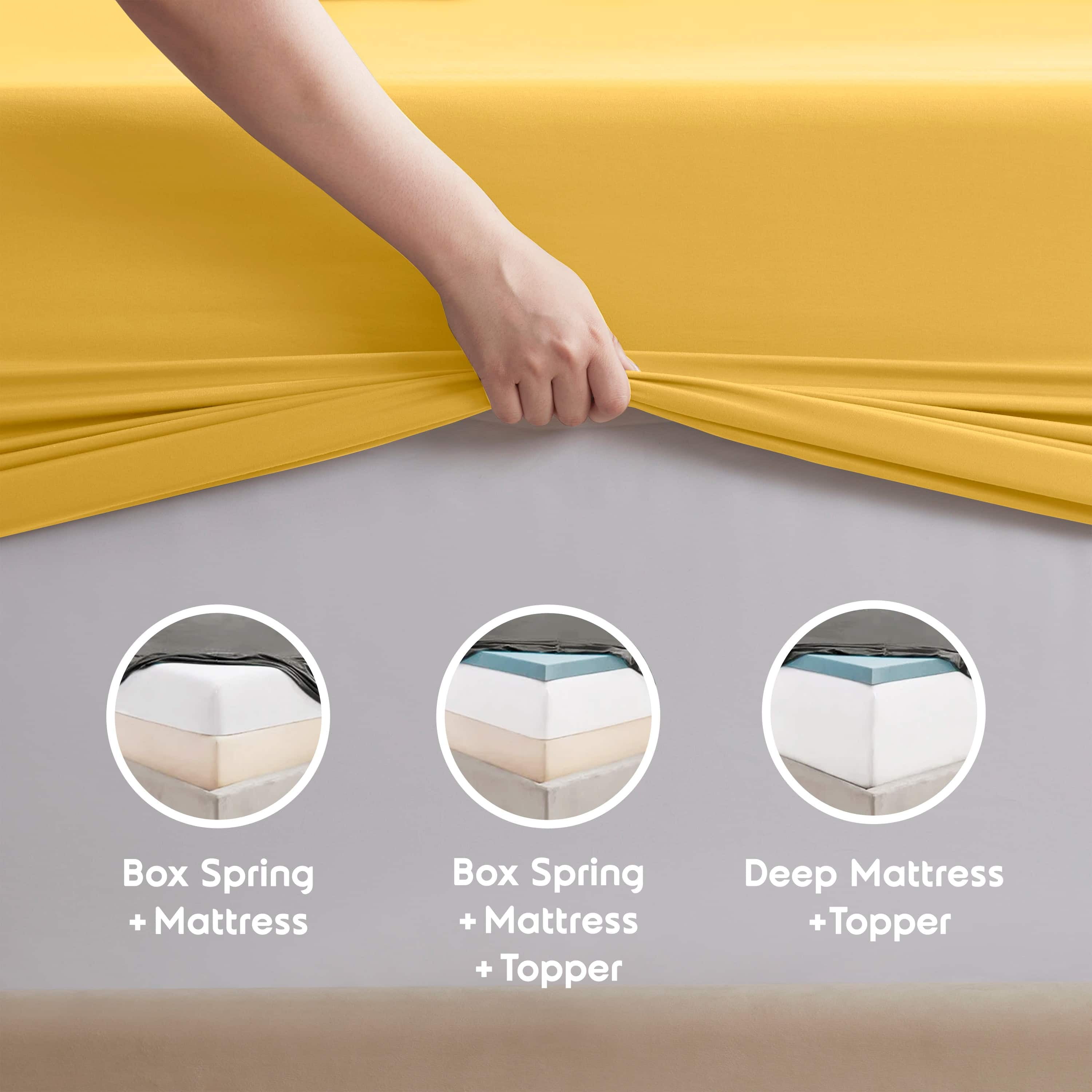 LammaLoe Extra Deep Pocket Twin Sheets set, Fits 18"-24" Mattress, 4 Piece Soft Microfiber Bed Sheet Sets, Yellow