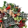 thumbnail image 4 of Buffalo Check Christmas Wreath for Front Door, Merry Christmas Sign with Burlap Ribbon & Red Berries, Outdoor Indoor Holiday Greenery Decor for Entryway, 4 of 9