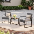 thumbnail image 6 of 3 Piece All-Weather PE Rattan Patio Bistro Set, Outdoor Wicker Patio Furniture Set, Conversation Chairs with Tempered Glass Table for Balcony Yard Poolside Garden, Gray, 6 of 6