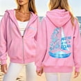 thumbnail image 2 of Trendfront Womens Ocean Graphic Zip Up Hoodies Drawstring Hood Long Sleeve Surfboard Back Print Side Pockets Casual Sweatshirts, 2 of 7