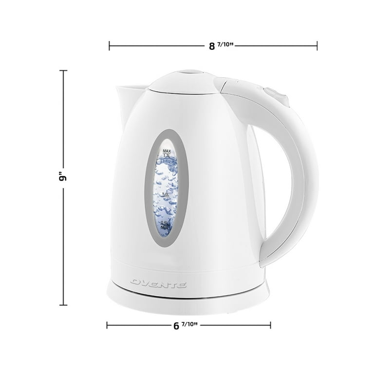 Ovente KP72W 1.7 Liter BPA Free Cordless Electric Kettle, White