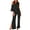 Black, variant on formal jumpsuits for women plus size elegant one side shoulder romper long split pants business casual trousers
