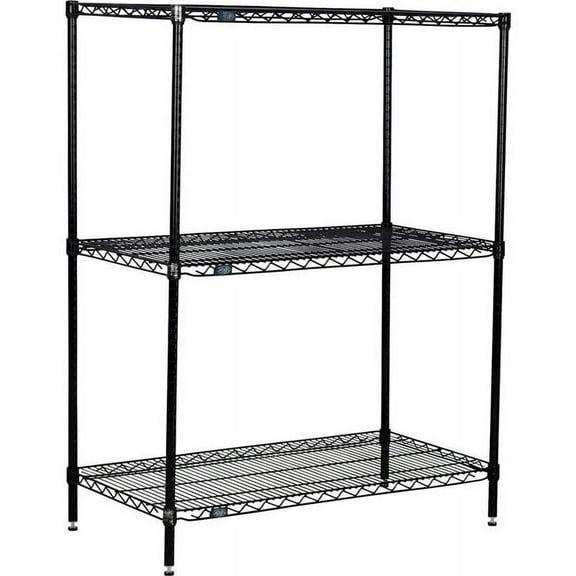 Global Industrial 24365B3 Nexel 3 Shelf Black Epoxy Wire Shelving Unit Starter, Black - 36 x 24 x 54 in.
