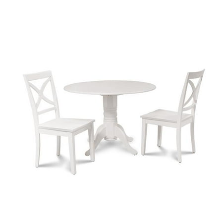 Furniture Burlington Ma M&D Furniture BURL3-WHI-W Burlington 3 Piece small kitchen table set-kitchen table and 2 dining chairs in White finish ()