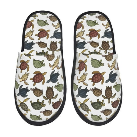 Balery Various Turtle Slient Indoor Furry Fleece Comfort House Shoes Soft Non-Slip Home Shoes Cotton slippers House Slippers-- Medium